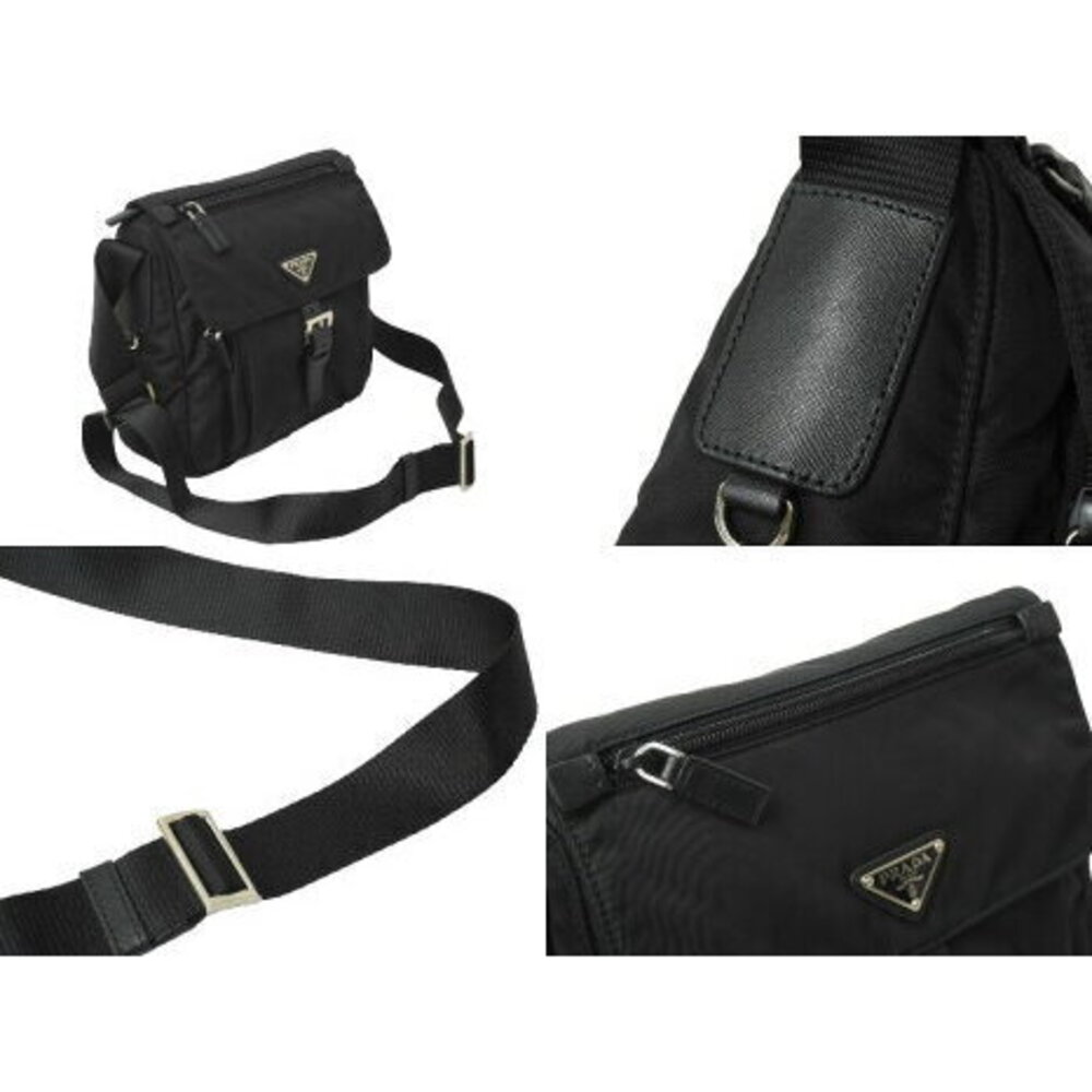 Prada cross shoulder bag triangular logo plate bl… - image 4